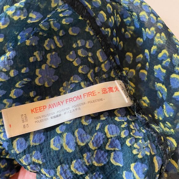 Free People Sleepin In Printed Shirt S Blue Kimono Cover Up Sheer Boho Relaxed - Picture 5 of 9